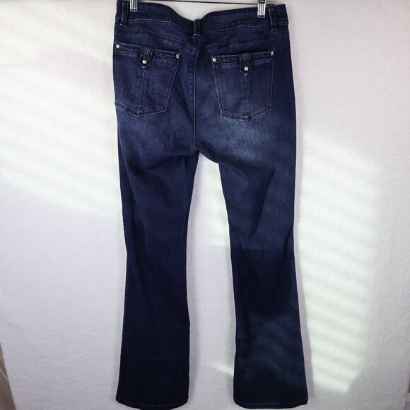 White House Black Market Contour Skinny Flare Jeans Dark Wash Size 8R Long - Picture 6 of 8